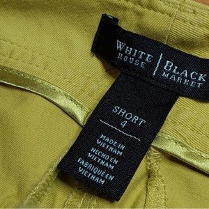 White House Black Market Neon Yellow Green Cotton Shorts 4 EUC